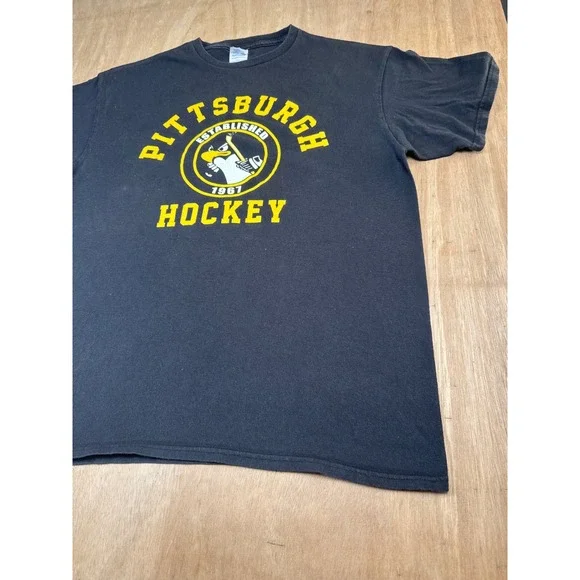 Mens Pittsburgh Hockey Established 1961 T‎ Shirt Black Zucker 16 Size L - Picture 3 of 8